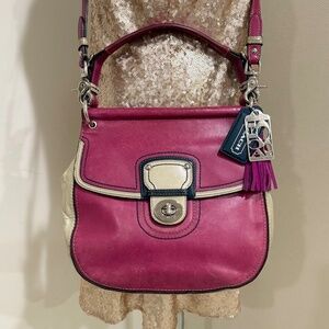 Coach Willis Legacy City Colorblock Magenta Leather Satchel Crossbody Bag 19031